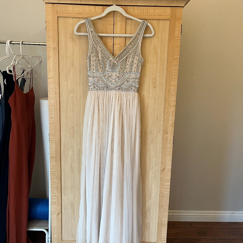 Anthropology BHLDN Long Dress Beaded